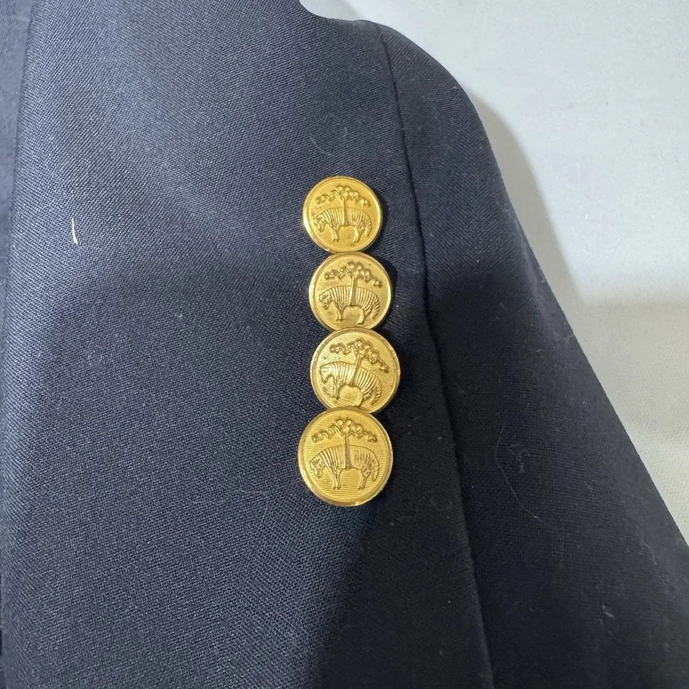 Brooks Brothers Men Blazer Jacket 52L Brooksease Loro Piana Navy Gold Buttons